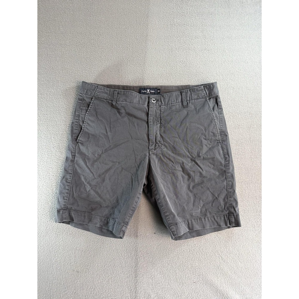 Psycho Bunny Shorts Mens 36 Gray Chino Stretch Canvas 9 Inseam Casual Summer